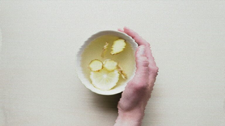 Bowl of ginger and lemon through a bad tv filter